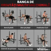 SPORTNOW Bancă de greutăți, Trei suporturi pentru greutăți, Oțel și PU, 202 x 155 x 106 cm, Negru | Aosom Romania 
