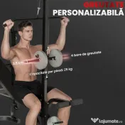 SPORTNOW Bancă de greutăți, Trei suporturi pentru greutăți, Oțel și PU, 202 x 155 x 106 cm, Negru | Aosom Romania 