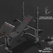 SPORTNOW Bancă de greutăți, Trei suporturi pentru greutăți, Oțel și PU, 202 x 155 x 106 cm, Negru | Aosom Romania 