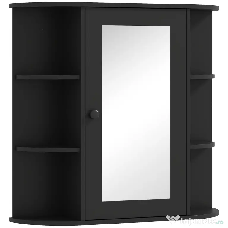 Homcom Dulapior Baie cu Oglinda – Lemn Alb 66×17×63 cm | Aosom Romania