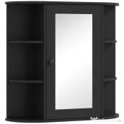 Homcom Dulapior Baie cu Oglinda – Lemn Alb 66×17×63 cm | Aosom Romania 