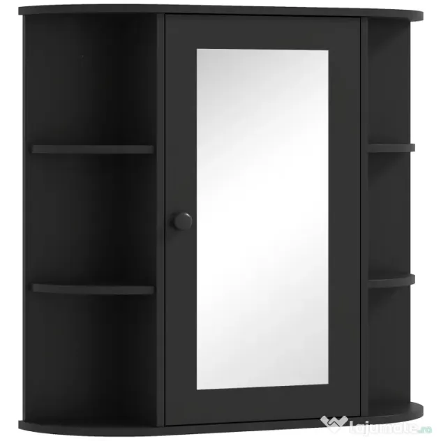 Homcom Dulapior Baie cu Oglinda – Lemn Alb 66×17×63 cm | Aosom Romania
