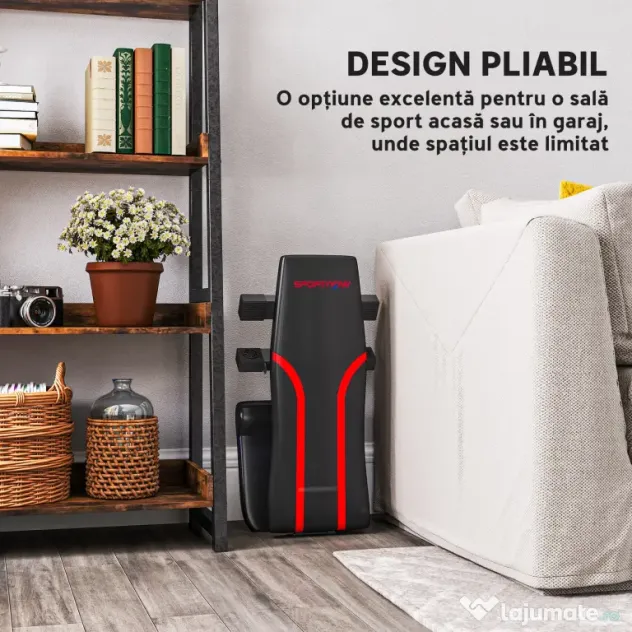 SPORTNOW Bancă Fitness Pliabilă, Bancă Abdominale Multifuncțională Înclinabilă cu Spătar Reglabil pe 6 Niveluri Negru | Aosom Romania