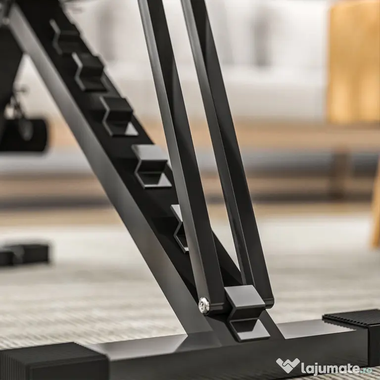 SPORTNOW Bancă Fitness Pliabilă, Bancă Abdominale Multifuncțională Înclinabilă cu Spătar Reglabil pe 6 Niveluri Negru | Aosom Romania