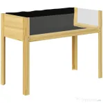 Outsunny Strat Înălțat de Grădină din Lemn cu Panouri din Acril și Orificii de Drenaj, 110x50x80 cm, Lemn Natural