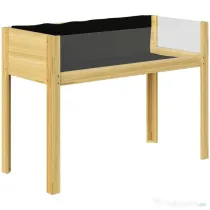 Outsunny Strat Înălțat de Grădină din Lemn cu Panouri din Acril și Orificii de Drenaj, 110x50x80 cm, Lemn Natural
