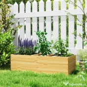 Outsunny Strat de Grădină Înălțat și Adânc cu 3 Zone de Creștere și Strat de Protecție, 140x60x40 cm, Lemn Natural | Aosom Romania 
