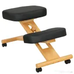 HOMCOM Scaun ergonomic postural cu suport pentru genunchi, cu roți, din lemn, negru