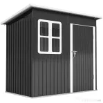 Outsunny Căsuță de Grădină din Oțel cu Ușă Blocabilă, Fereastră și Guri de Aerisire, 2,2 x 1,3 m, Gri