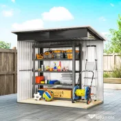 Outsunny magazie grădină căsuță de grădină pentru unelte cu ușă largă și fereastră, 221x133x190 cm gri închis | Aosom Romania 
