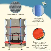 HOMCOM Trambolină pentru Copii 3-10 Ani cu Plasă de Siguranță, Suprafață Elastică cu Țevi Capitonate, Ø175x190 cm, Albastru | Aosom Romania 
