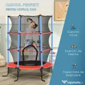 HOMCOM Trambolină pentru Copii 3-10 Ani cu Plasă de Siguranță, Suprafață Elastică cu Țevi Capitonate, Ø175x190 cm, Albastru | Aosom Romania 