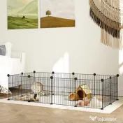 PawHut Țarc Modular pentru Animale de Companie de Talie Mică cu Panouri și Accesorii, 140x70x35 cm, Negru | Aosom Romania 