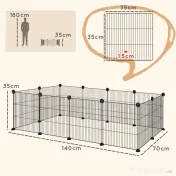 PawHut Țarc Modular pentru Animale de Companie de Talie Mică cu Panouri și Accesorii, 140x70x35 cm, Negru | Aosom Romania 