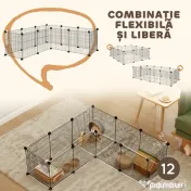 PawHut Țarc Modular pentru Animale de Companie de Talie Mică cu Panouri și Accesorii, 140x70x35 cm, Negru | Aosom Romania 