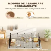 PawHut Țarc Modular pentru Animale de Companie de Talie Mică cu Panouri și Accesorii, 140x70x35 cm, Negru | Aosom Romania 