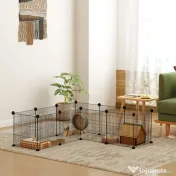 PawHut Țarc Modular pentru Animale de Companie de Talie Mică cu Panouri și Accesorii, 140x70x35 cm, Negru | Aosom Romania 