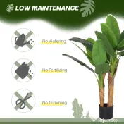 HOMCOM Plantă Artificială de Bananier cu Ghiveci, 2 Trunchiuri și 15 Frunze, Ø17x120 cm, Verde | Aosom Romania 