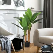 HOMCOM Plantă Artificială de Bananier cu Ghiveci, 2 Trunchiuri și 15 Frunze, Ø17x120 cm, Verde | Aosom Romania 