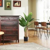 HOMCOM Plantă Artificială de Bananier cu Ghiveci, 2 Trunchiuri și 15 Frunze, Ø17x120 cm, Verde | Aosom Romania 