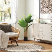 HOMCOM Plantă Artificială de Bananier cu Ghiveci, 2 Trunchiuri și 15 Frunze, Ø17x120 cm, Verde | Aosom Romania 