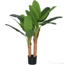 HOMCOM Plantă artificială de bananier, înălțime 120 cm, cu ghiveci inclus pentru interior, verde