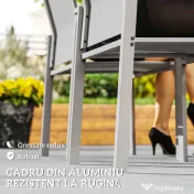 Outsunny Set de 2 Scaune de Grădină cu Cadru din Aluminiu, Plasă Respirabilă și Cotiere, 56x58x89 cm, Gri Deschis | Aosom Romania 
