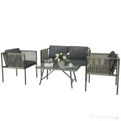Outsunny Set de Exterior din Rattan 2 Fotolii, Canapea și Măsuță Gri | Aosom Romania