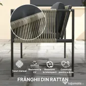 Outsunny Set de Exterior din Rattan 2 Fotolii, Canapea și Măsuță Gri | Aosom Romania