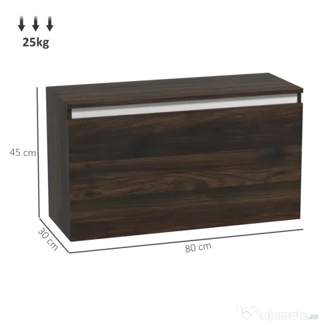 HOMCOM Noptiera Suspendată cu Montare pe Perete și Sertar de Depozitare, 80x30x45 cm, Maro | Aosom Romania