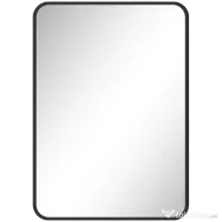 HOMCOM Oglindă de baie cu ramă metalică și agățătoare, 50x2.5x70 cm, negru | Aosom Romania