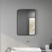 HOMCOM Oglindă de baie cu ramă metalică și agățătoare, 50x2.5x70 cm, negru | Aosom Romania