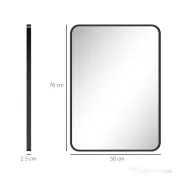 HOMCOM Oglindă de baie cu ramă metalică și agățătoare, 50x2.5x70 cm, negru | Aosom Romania