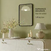 HOMCOM Oglindă de baie cu ramă metalică și agățătoare, 50x2.5x70 cm, negru | Aosom Romania