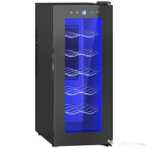HOMCOM Frigider Termoelectric Dublu pentru 12 Sticle de Vin cu Ușă de Sticlă și Lumină LED, 26,5x51,5x65 cm, Negru | Aosom Romania