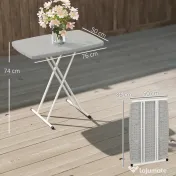Outsunny Măsuță de Cafea Pliabilă, Reglabilă pe Înălțime și Portabilă, cu Blat HDPE și Cadru Metalic, 76x50x74 cm, Alb | Aosom Romania 