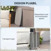 Outsunny Măsuță de Cafea Pliabilă, Reglabilă pe Înălțime și Portabilă, cu Blat HDPE și Cadru Metalic, 76x50x74 cm, Alb | Aosom Romania 