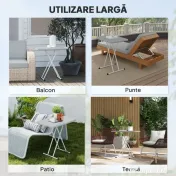 Outsunny Măsuță de Cafea Pliabilă, Reglabilă pe Înălțime și Portabilă, cu Blat HDPE și Cadru Metalic, 76x50x74 cm, Alb | Aosom Romania 