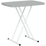 Outsunny Măsuță de Cafea Pliabilă, Reglabilă pe Înălțime și Portabilă, cu Blat HDPE și Cadru Metalic, 76x50x74 cm, Alb