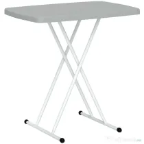 Outsunny Măsuță de Cafea Pliabilă, Reglabilă pe Înălțime și Portabilă, cu Blat HDPE și Cadru Metalic, 76x50x74 cm, Alb