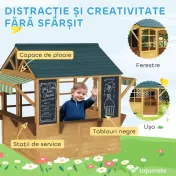 AIYAPLAY Casă pliantă lemn, 3-8 ani. | Aosom Romania 