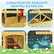 AIYAPLAY Casă pliantă lemn, 3-8 ani. | Aosom Romania 