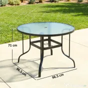 Outsunny Masă Rotundă de Grădină pentru Maxim 4 Persoane cu Gaură pentru Umbrelă, Ø96,5x71 cm, Negru | Aosom Romania 