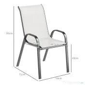 Outsunny Set de 2 Scaune de Exterior pentru Masă, Scaune Stivuibile cu Spătar Înalt, Șezut din Plasă Respirabilă pentru Grădină, Terasă, Gri Deschis | Aosom Romania 