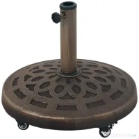Outsunny Bază Rotundă pentru Umbrelă de Terasă cu Roți, Bază din Rășină de 21 kg, Suport Robust pentru Stâlpi de 3,3/3,8/4,8 cm pentru Exterior, Grădină, Marginea Piscinei, Bronz | Aosom Romania 