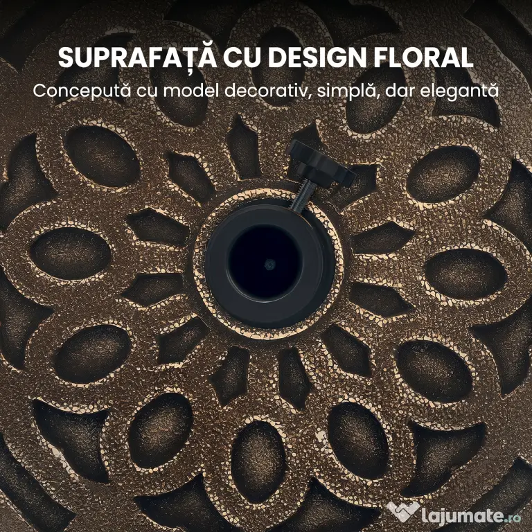 Outsunny Bază Rotundă pentru Umbrelă de Terasă cu Roți, Bază din Rășină de 21 kg, Suport Robust pentru Stâlpi de 3,3/3,8/4,8 cm pentru Exterior, Grădină, Marginea Piscinei, Bronz | Aosom Romania