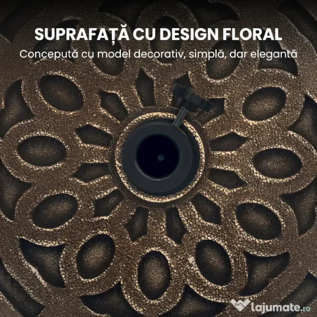 Outsunny Bază Rotundă pentru Umbrelă de Terasă cu Roți, Bază din Rășină de 21 kg, Suport Robust pentru Stâlpi de 3,3/3,8/4,8 cm pentru Exterior, Grădină, Marginea Piscinei, Bronz | Aosom Romania