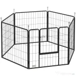 PawHut Țarc pentru câini cu 6 panouri modulabile, pliabil, cu ușă din oțel, înălțime 80 cm, gri închis