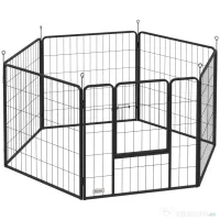 PawHut Țarc pentru Câini Portabil din 6 Panouri, 160x80x80 cm, Negru | Aosom Romania 