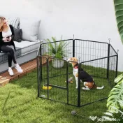 PawHut Țarc pentru Câini Portabil din 6 Panouri, 160x80x80 cm, Negru | Aosom Romania 